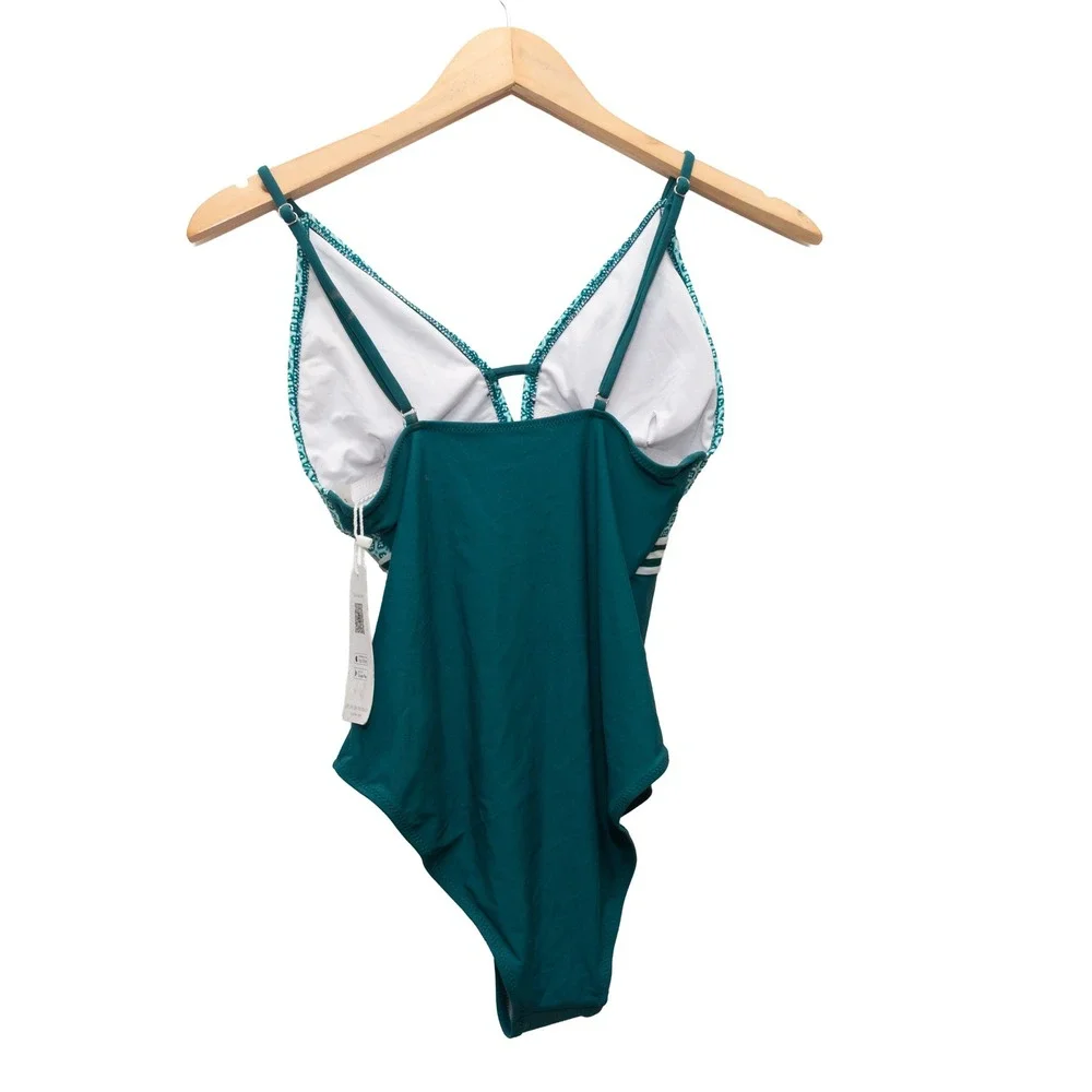 Cupshe One Piece Swimsuit Womens Small Teal Geometric Colorblock No Pads